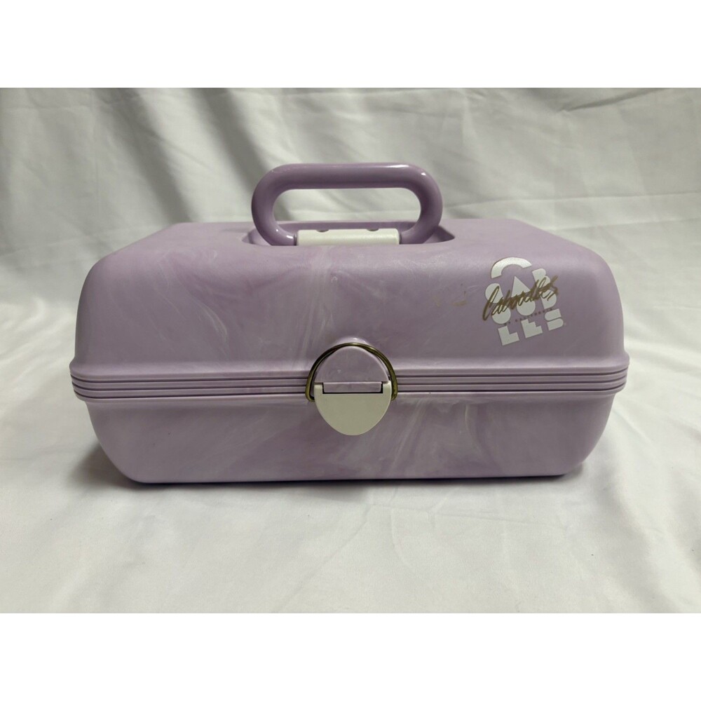 VTG Caboodles California Organizer Large 3 Tier W Tray & Mirror Pink Marble
